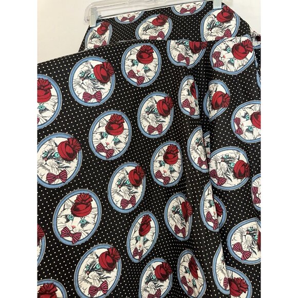 BELSIRA Knee-Length Circle VINTAGE Skirt with Waist‎ Ties Cat Print Rockabilly - Picture 5 of 11